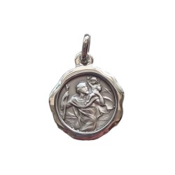 Médaille S. Christophe 20mm bord poli Argent S925 4.28Gr
