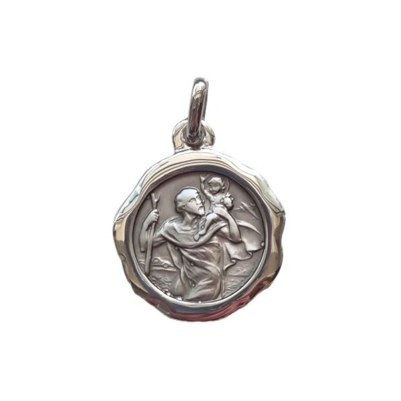 Medaille S. Christophe 20mm Gepolijste Edge Silver S925 4.28gr