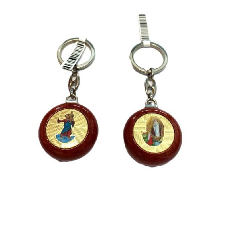 Vernis Houten Sleutelhanger Christophe en Lourdes