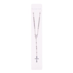 Chapelet collier Acier argenté perles carrées Miraculeuse