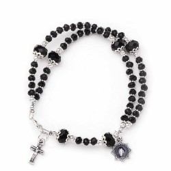 Bracelet Chapelet perle semi cristal 4mm avec fermeture NOIR