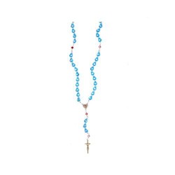 Chapelet de l'enfant mort né perle ovale bleu 15x10mm 