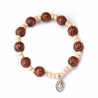 Elastische armband Houten kralen Twee tonen 4 en 10 mm