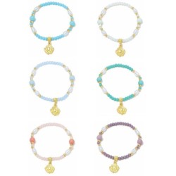 Elastische armband kristal kralen en roze goud metalen assortiment kleur
