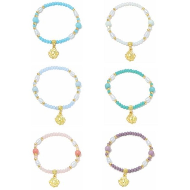 Bracelet élastique perles cristal et rose métal dorée assortiment de couleur