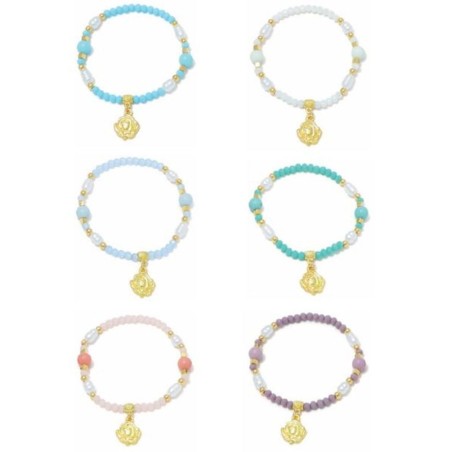 Elastische armband kristal kralen en roze goud metalen assortiment kleur
