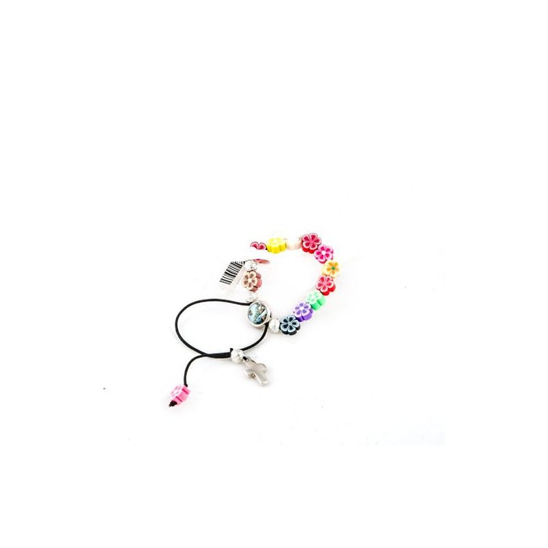 Armband met veelkleurige parels in de vorm van een bloem