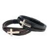 Bracelet cuir avec croix métal