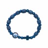 Blauwe elastische armband met Carlo Acutis-kleurenmedaille