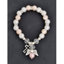 Bracelet enfant perle blanc et bleu ou blanc et rose