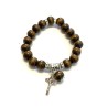 Houten elastische armband met St. Benoit Cross