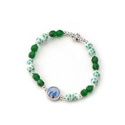 Elastische armband glas kraal 6mm + wonderbaarlijke medaille