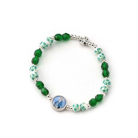 Elastische armband glas kraal 6mm + wonderbaarlijke medaille