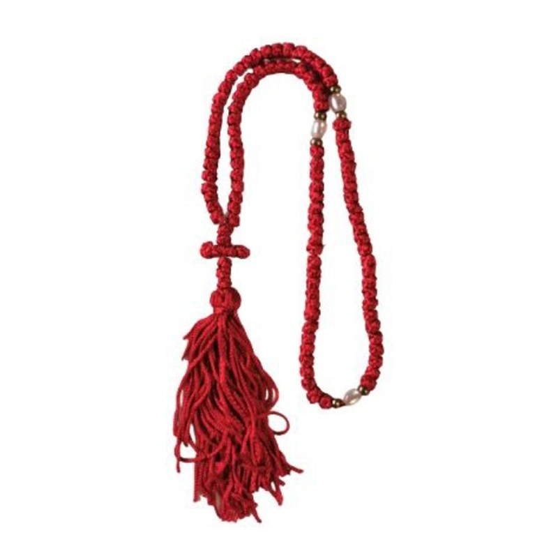 Chapelet Grec Perles rouge sur corde