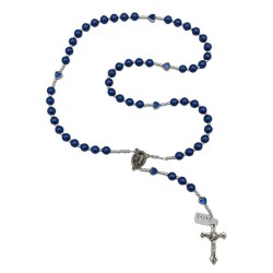 Chapelet perle Bleu Safire nacre 8mm et cœur avec pochette