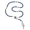 Chapelet perle Bleu Safire nacre 8mm et cœur avec pochette