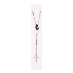 Chapelet collier Acier argenté Vierge priante