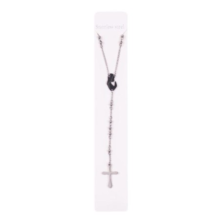 Chapelet collier Acier argenté Vierge priante