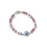 Bracelet élastique perle en verre Amethiste  6mm + médaille Miraculeuse
