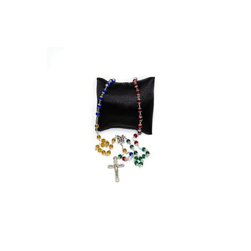 Chapelet du missionnaire en verre multicolore