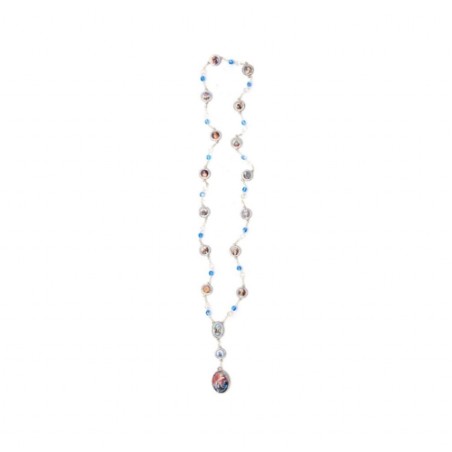 Collier chapelet métal perle semi cristal 7mm prière à Ste Brigitte