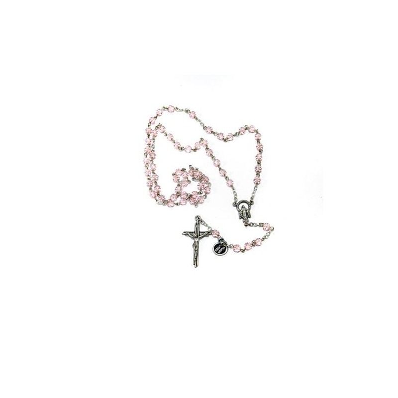 Chapelet de la Miraculeuse en cristal rose