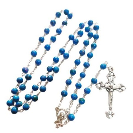 Blue 6mm Glass Beads Rozenkrans