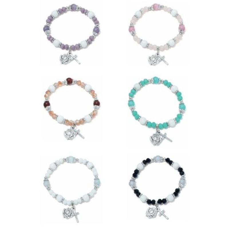 Bracelet élastique perles cristal assortiment couleur