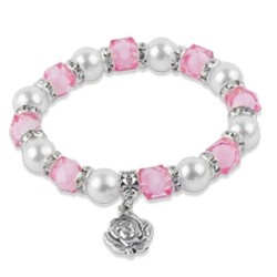 Bracelet élastique perles rose