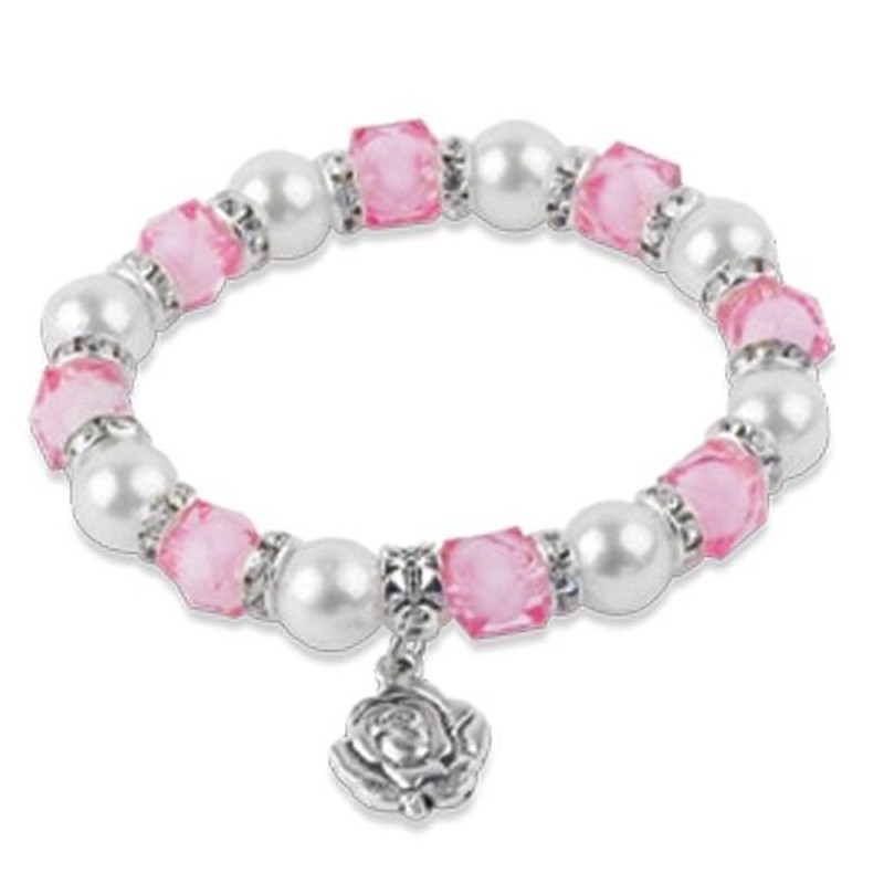 Bracelet élastique perles rose