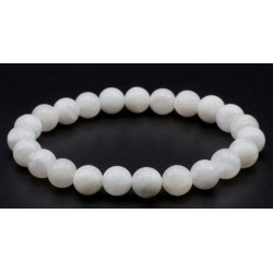 Elastische armband Pearl White Moon Steen 8mm