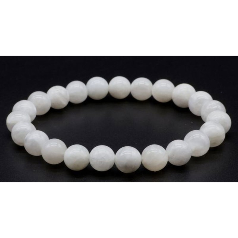 Elastische armband Pearl White Moon Steen 8mm