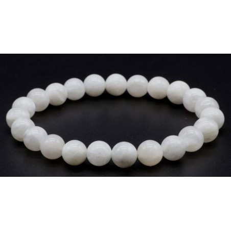 Elastische armband Pearl White Moon Steen 8mm