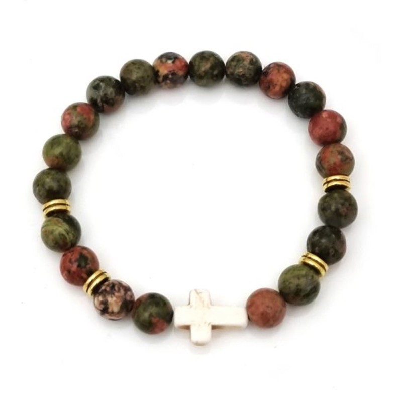   Bracelet élastique 8mm pierre minérale - UNAKITE