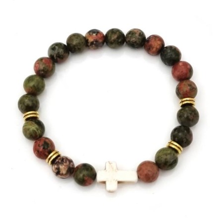   Bracelet élastique 8mm pierre minérale - UNAKITE