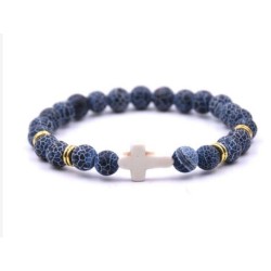 Bracelet élastique 8mm pierre minérale - AGATE BLEUE 