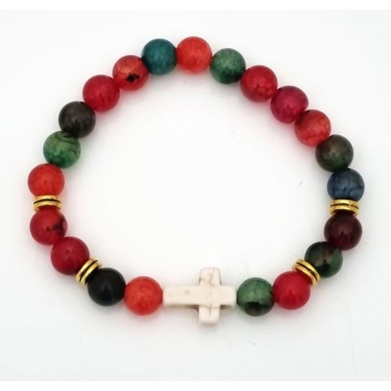 Elastische armband 8mm mineraal Pierre - Agaat en toermalijn