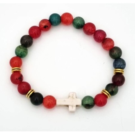 Elastische armband 8mm mineraal Pierre - Agaat en toermalijn