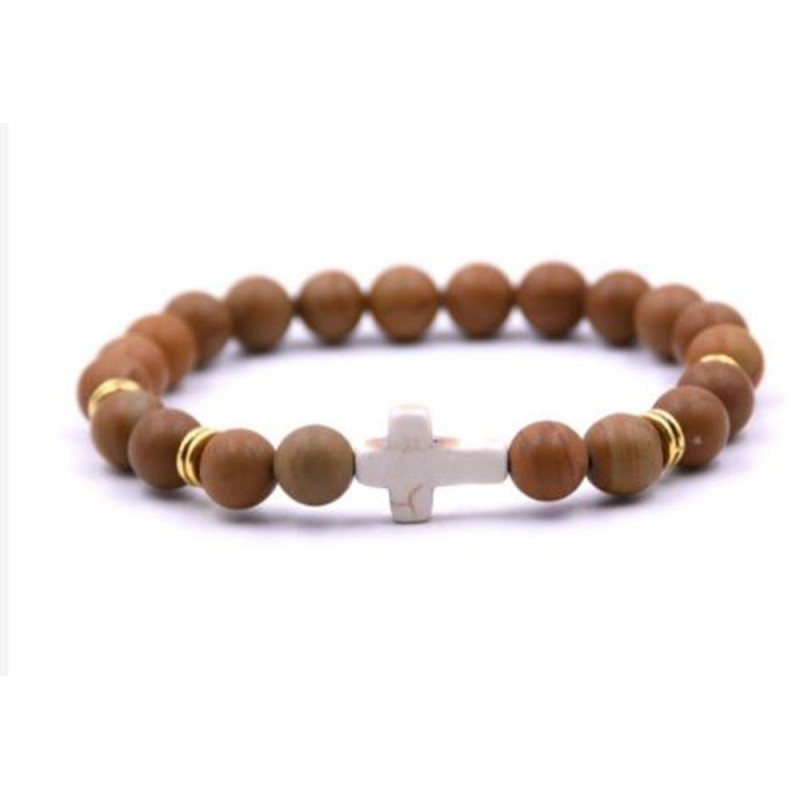 Elastische armband 8mm mineraal Pierre - Geel Marmer Your Wood