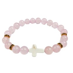 Bracelet élastique 8mm pierre minérale - Quartz rose