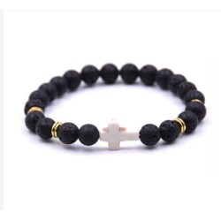 Bracelet élastique 8mm pierre minérale - LAVE