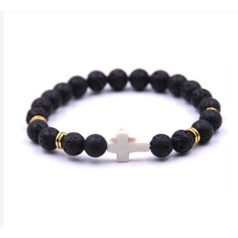 Elastische armband 8mm mineraal Pierre - lava