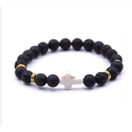 Bracelet élastique 8mm pierre minérale - LAVE