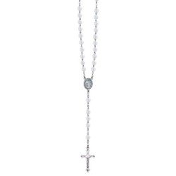 Chapelet perles verre blanche 6mm