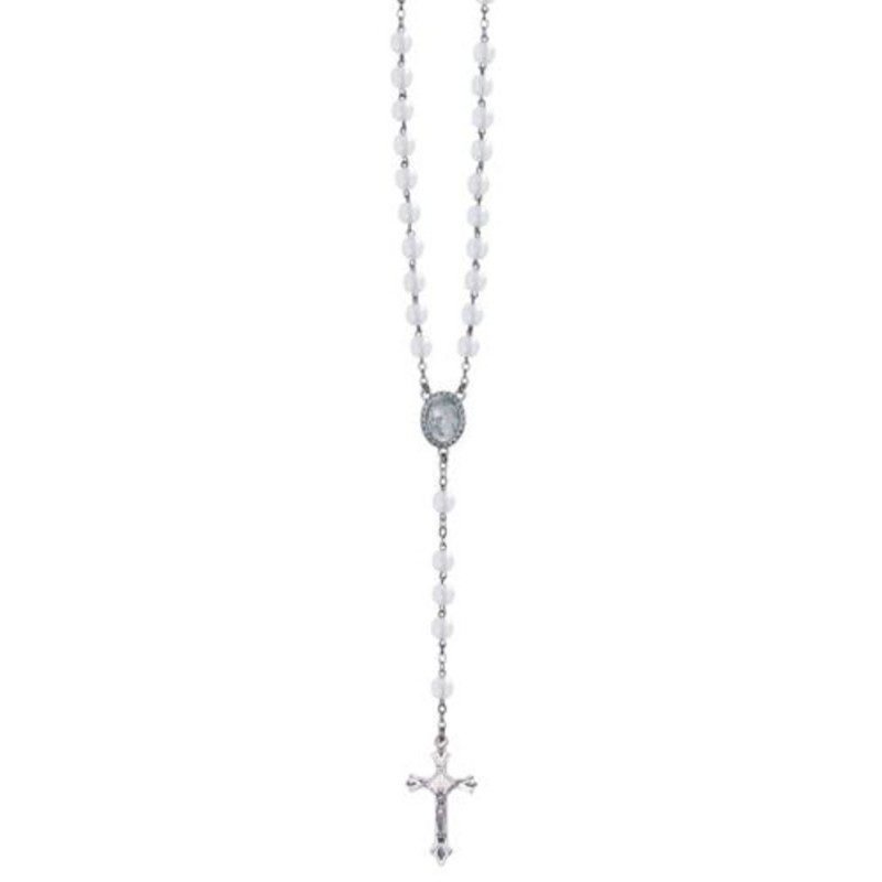 Chapelet perles verre blanche 6mm