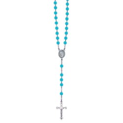 Chapelet perles verre bleue 6mm