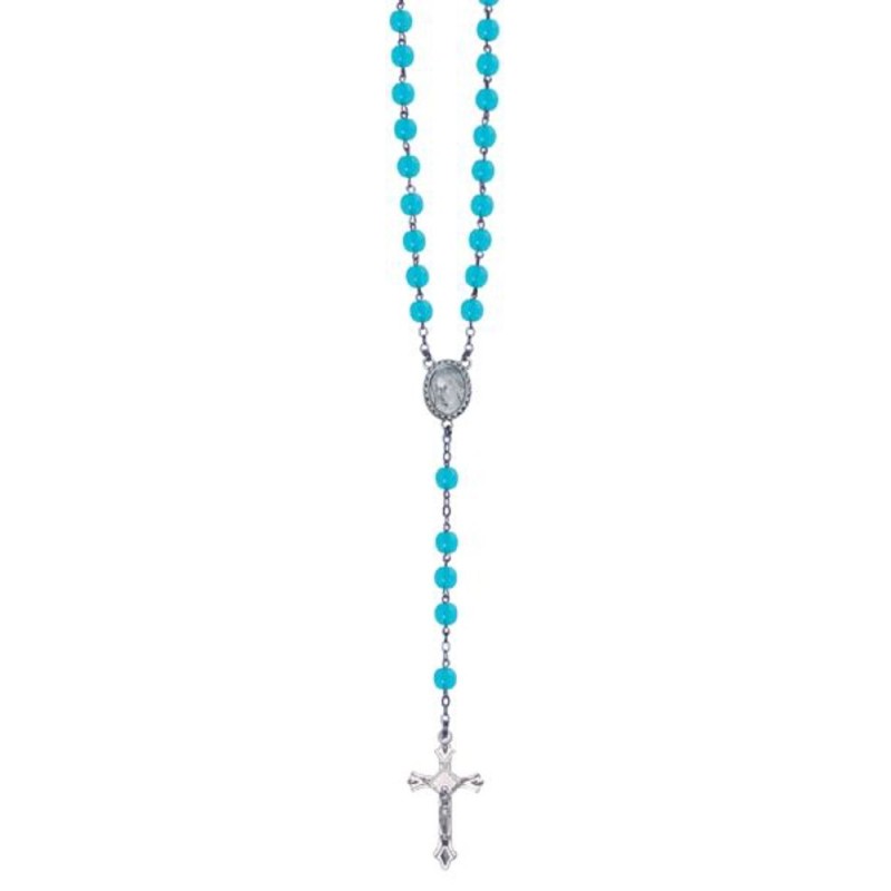 Rozenkrans kralen blauw glas 6 mm