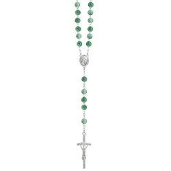 8mm groen gemarmerde parels rozenkrans 