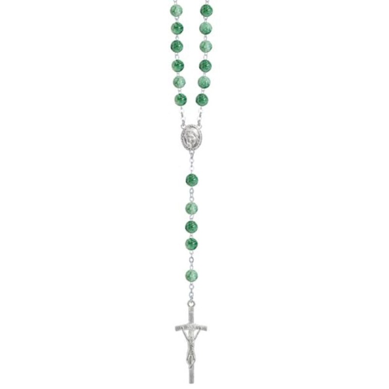 8mm groen gemarmerde parels rozenkrans 