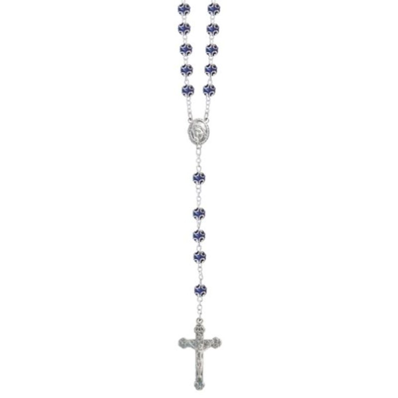 Blauwe 8mm kristal kralen rozenkrans
